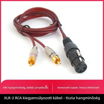XLR női – XLR férfi kettős kábel; 6,5 mm-es – kettős RCA kábel; 6,35 mm-es – kettős XLR/RCA kábel egy-től-kettőig
