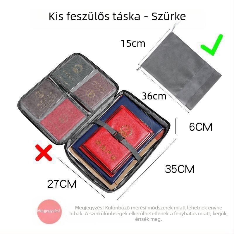 Többszintes dokumentum- és útlevél organizer, Oxford anyag, nagy kapacitású, utazáshoz