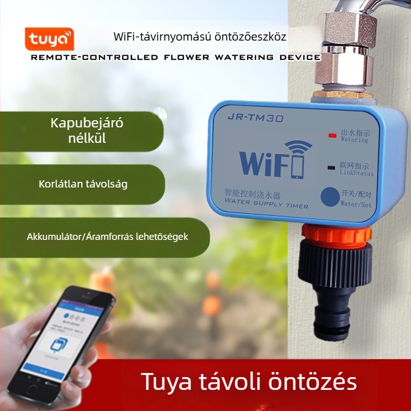 WiFi öntözésvezérlő távoli irányítással, 4-portos interfész, USB DC5V tápegység, Fine Time márka