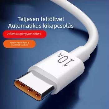 Androidhoz Type-C gyors töltésű adatkábel, 1–2 m, max. 10A, TPE anyag, fehér