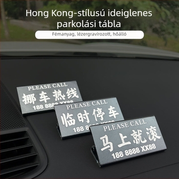 Fém ideiglenes parkolókártya autóhoz, áthelyezési kártya, műszerfal-stílus, testreszabható