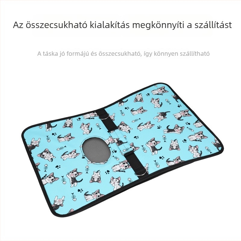 Képregény macska mintázatú kisállat táska űr kapszula stílusban — háromrészes készlet vállon/crossbody, összecsukható kutya szállító táska