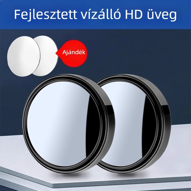 Mairichi autóhátsó nézet kiegészítő – Kör alakú tükör a holttérhez, 360° panorámás széles látószög, vákuumos rögzítés