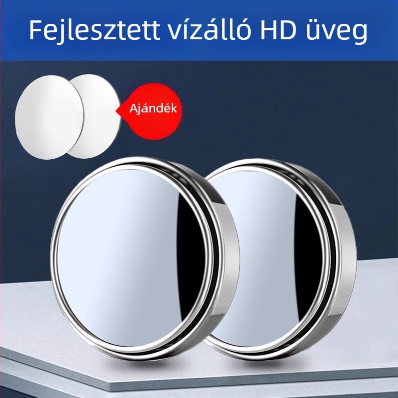 Mairichi autóhátsó nézet kiegészítő – Kör alakú tükör a holttérhez, 360° panorámás széles látószög, vákuumos rögzítés