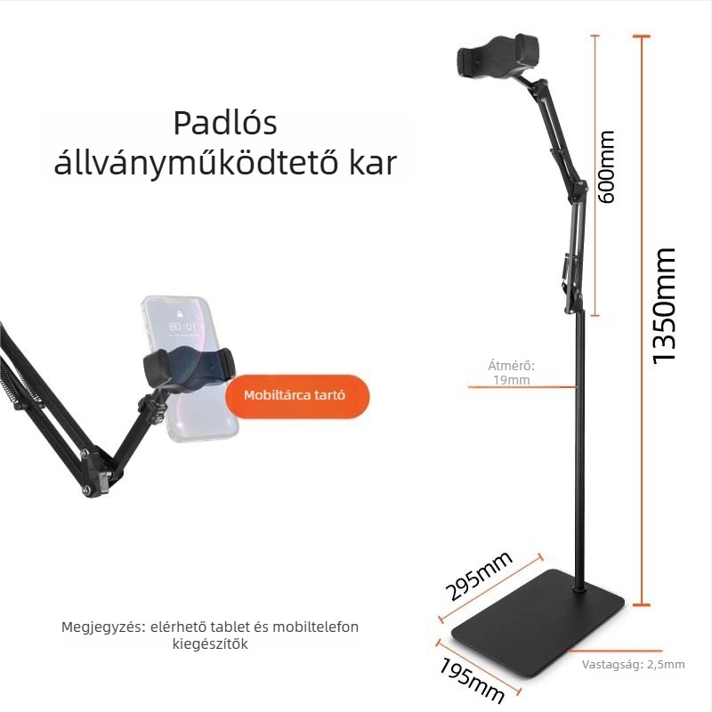 Cantilever padlós állvány tabletához és telefonhoz – ötvözet, univerzális Lazy Stand, éjjeliszekrényhez