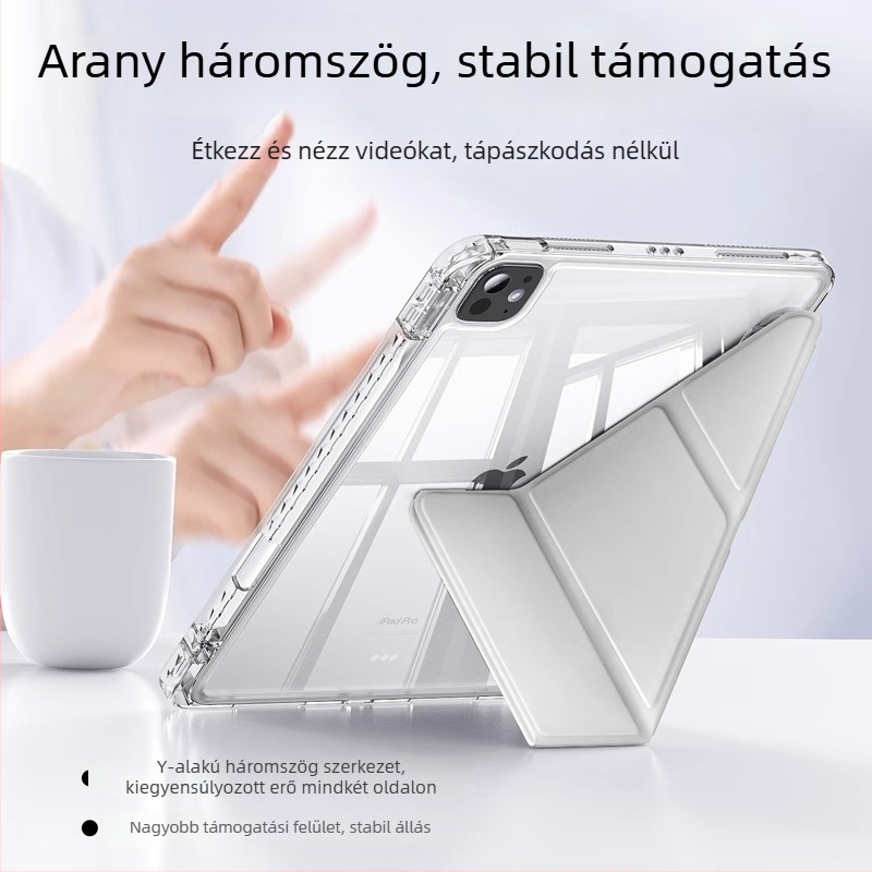Átlátszó akrilvédő tok iPad 11-hez, Air 6/5-höz és Air 13-hoz, a 10. generáció, Y-alakú állvánnyal