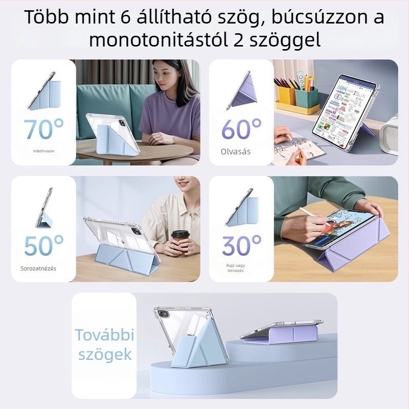 Átlátszó akrilvédő tok iPad 11-hez, Air 6/5-höz és Air 13-hoz, a 10. generáció, Y-alakú állvánnyal