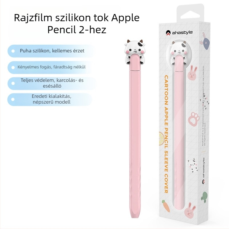 AhaStyle Apple Pencil védőtok — szilikon, rajzfilm stílus, kompatibilis Pro/2/1, kopásálló, melegpréselt kivitelezés