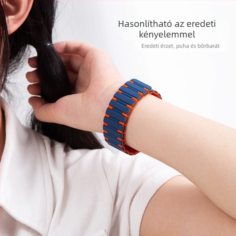 Szilikon mágneses szíj Apple Watch-hoz, méretek 42/44/45/49 mm, kompatibil az Apple Watch Ultra 2-vel