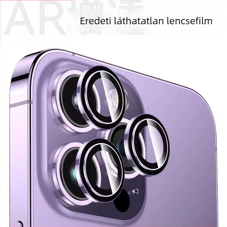 iPhone 14 Pro Max kamerafólia – edzett üveg, HD, ütésálló, ujjlenyomat-mentes