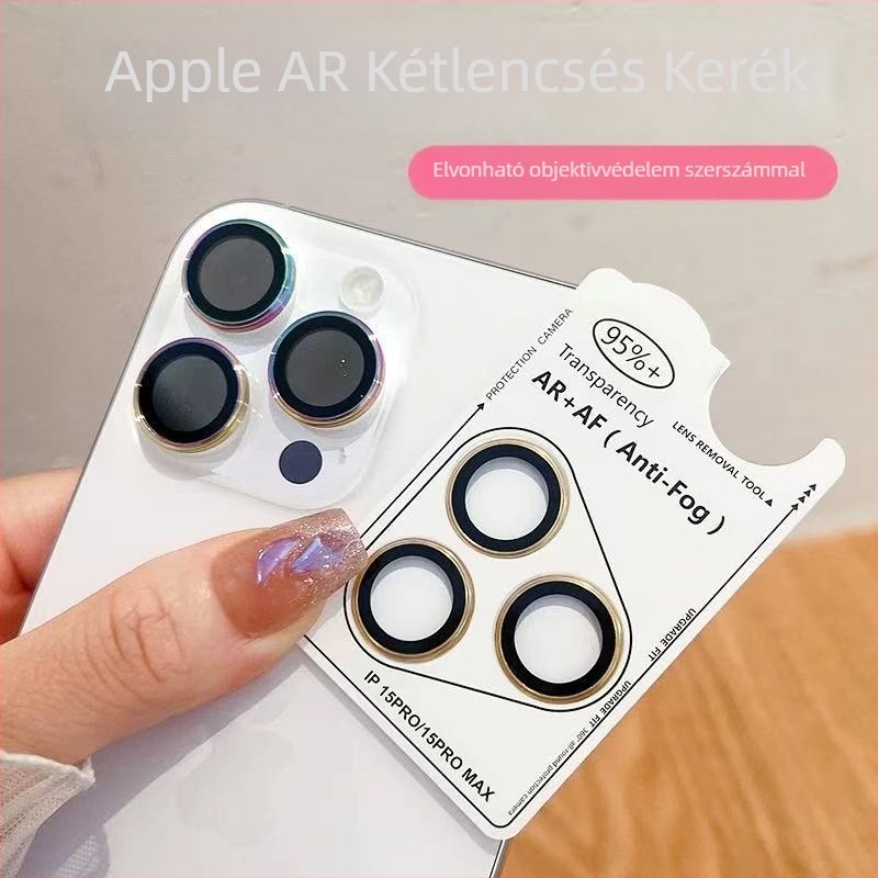 iPhone 14 Pro Max kamerafólia – edzett üveg, HD, ütésálló, ujjlenyomat-mentes