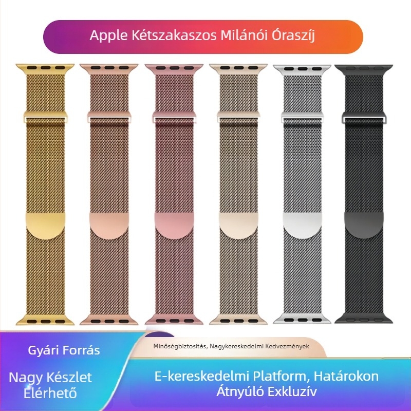 Apple Watch S11-hez milánói fémcsukló, dupla szakaszos kialakítással