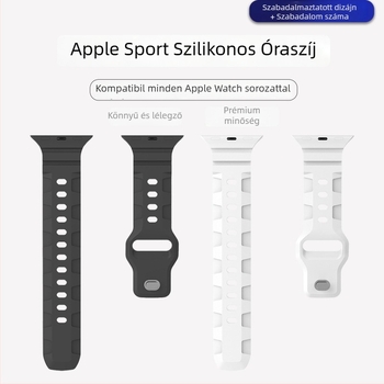 Apple Watch szilikonpánt - lélegző, izzadságot felszívó, kompatibilis az 1–8 és Ultra sorozatokkal