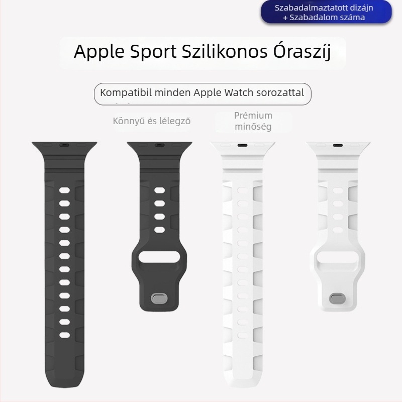 Apple Watch szilikonpánt - lélegző, izzadságot felszívó, kompatibilis az 1–8 és Ultra sorozatokkal
