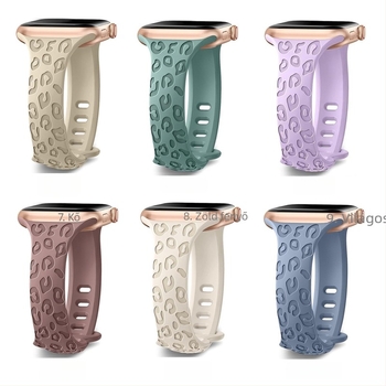 PUBEN szilikon Apple Watch szíj Series 1–8 és S9 kompatibilis, divatos stílus, leopárd mintás