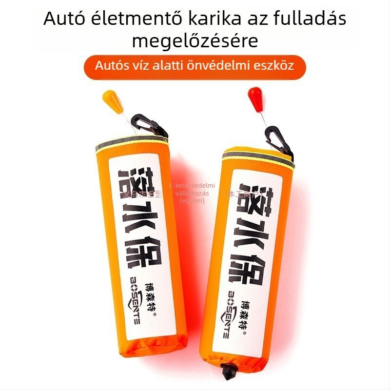 Automatikus felfújható autós életmentő gyűrű ablaktörővel és kalapáccsal, hordozható járműbe szerelt életmentő eszköz