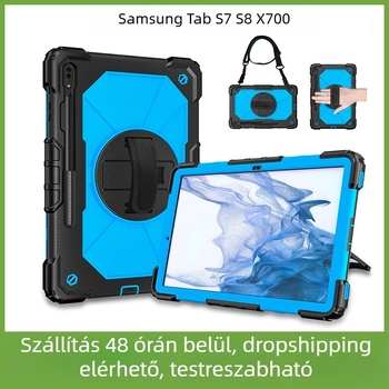 Samsung Tab S8 X700 tablet tok kézi pánttal és forgó állvánnyal, TPU