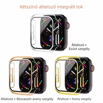 Apple Watch S10/98-hoz beépített védőtok, kétszínű gravírozott díszítéssel és edzett üveggel