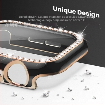 Apple Watch két tónusú lézergravírozott tok, egyetlen gyémánttal díszített, integrált PC ház és védőfólia