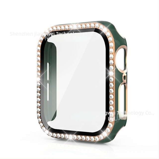 Apple Watch két tónusú lézergravírozott tok, egyetlen gyémánttal díszített, integrált PC ház és védőfólia