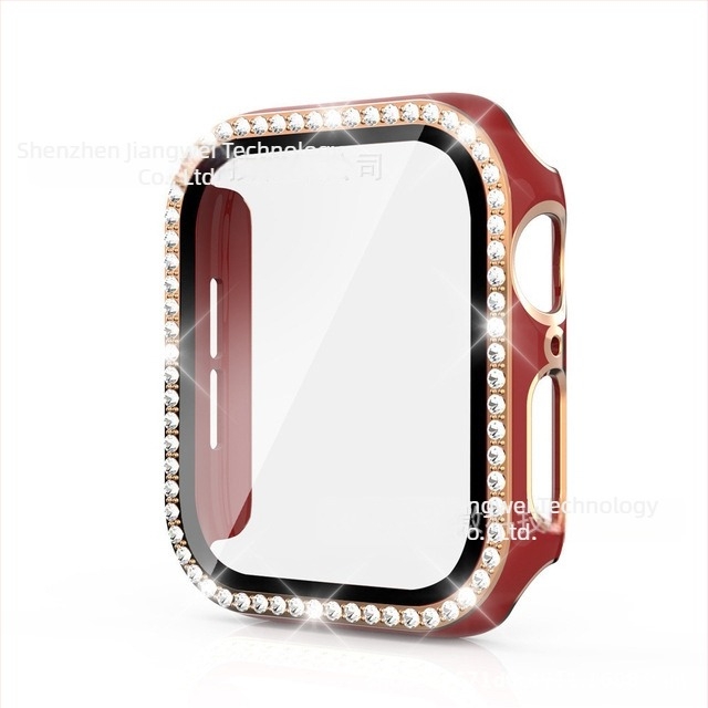 Apple Watch két tónusú lézergravírozott tok, egyetlen gyémánttal díszített, integrált PC ház és védőfólia