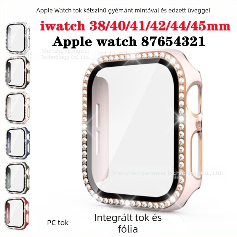Apple Watch két tónusú lézergravírozott tok, egyetlen gyémánttal díszített, integrált PC ház és védőfólia