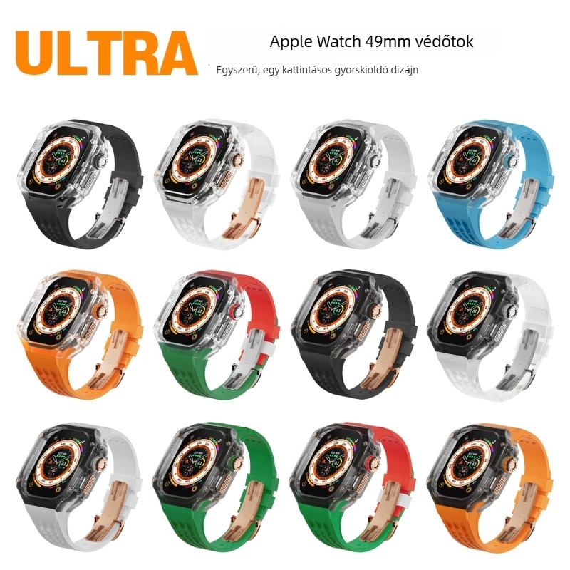 Apple Watch védőtok egybeépített szilikon szíjjal és pillangócsattal, polikarbonát burkolat, 20 mm interfész, kompatibilis Apple Watch Ultra (1/2)