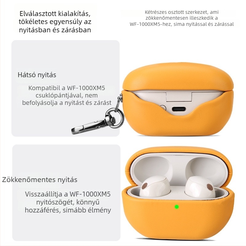 WF-1000XM5 Bluetooth fülhallgató védőtok – műbőr, teljes lefedettség, kézzel készített, testreszabás támogatott