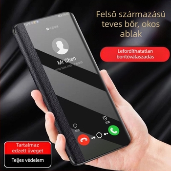 Huawei Enjoy 70X védőtok – flip bőr tok, teljes körű védelem, esésálló, puha héj, rétegelt lemezből készült konstrukció