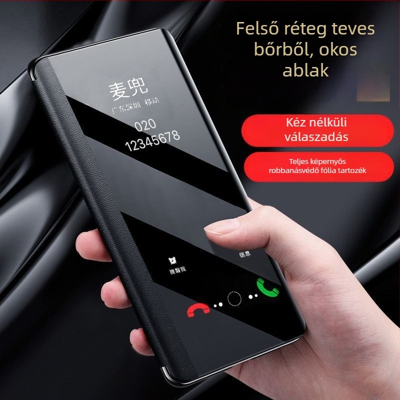 Huawei Enjoy 70X védőtok – flip bőr tok, teljes körű védelem, esésálló, puha héj, rétegelt lemezből készült konstrukció