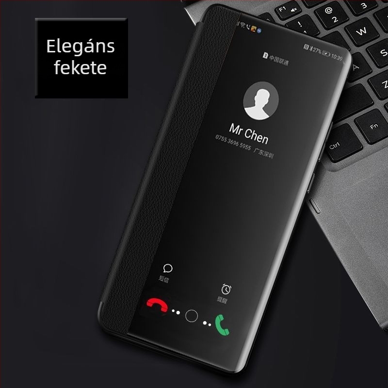 Huawei Enjoy 70X védőtok – flip bőr tok, teljes körű védelem, esésálló, puha héj, rétegelt lemezből készült konstrukció