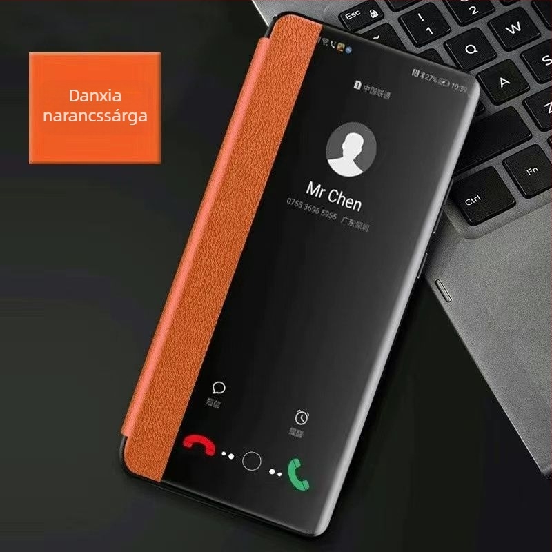 Huawei Enjoy 70X védőtok – flip bőr tok, teljes körű védelem, esésálló, puha héj, rétegelt lemezből készült konstrukció