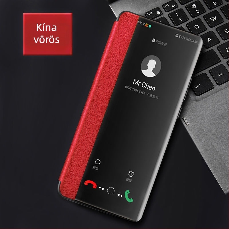 Huawei Enjoy 70X védőtok – flip bőr tok, teljes körű védelem, esésálló, puha héj, rétegelt lemezből készült konstrukció