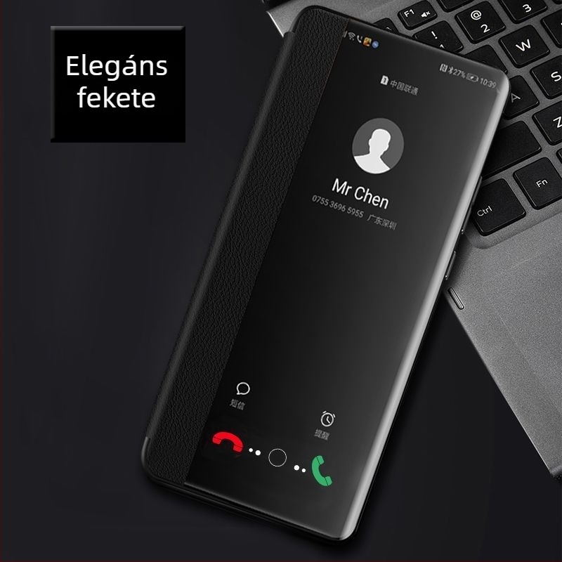 Huawei Enjoy 70X védőtok – flip bőr tok, teljes körű védelem, esésálló, puha héj, rétegelt lemezből készült konstrukció