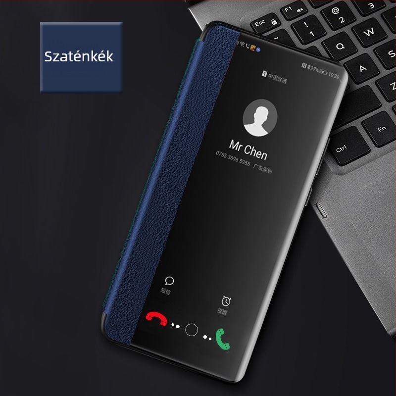 Huawei Enjoy 70X védőtok – flip bőr tok, teljes körű védelem, esésálló, puha héj, rétegelt lemezből készült konstrukció