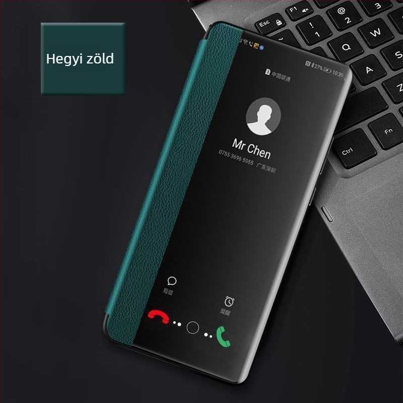 Huawei Enjoy 70X védőtok – flip bőr tok, teljes körű védelem, esésálló, puha héj, rétegelt lemezből készült konstrukció