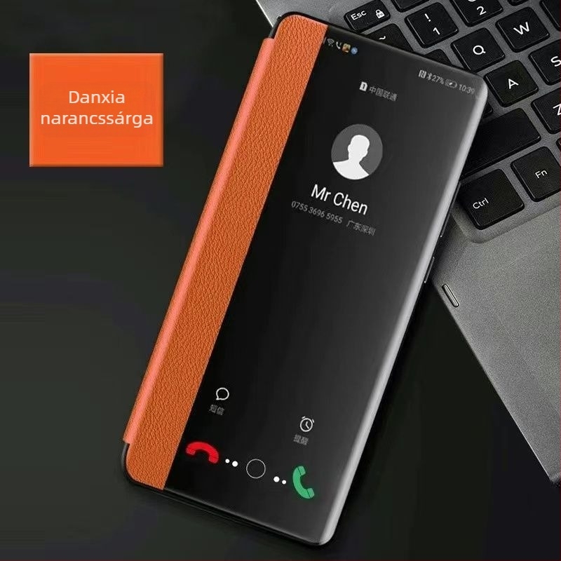 Huawei Enjoy 70X védőtok – flip bőr tok, teljes körű védelem, esésálló, puha héj, rétegelt lemezből készült konstrukció