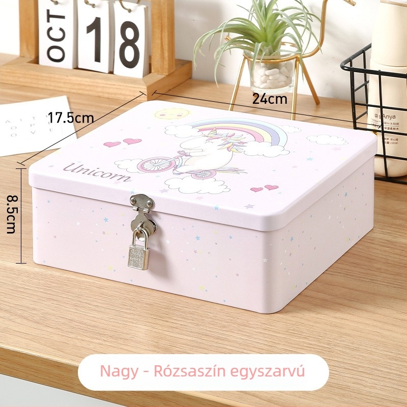 Zárható tinplate asztali tároló doboz, 24 db, 380 g