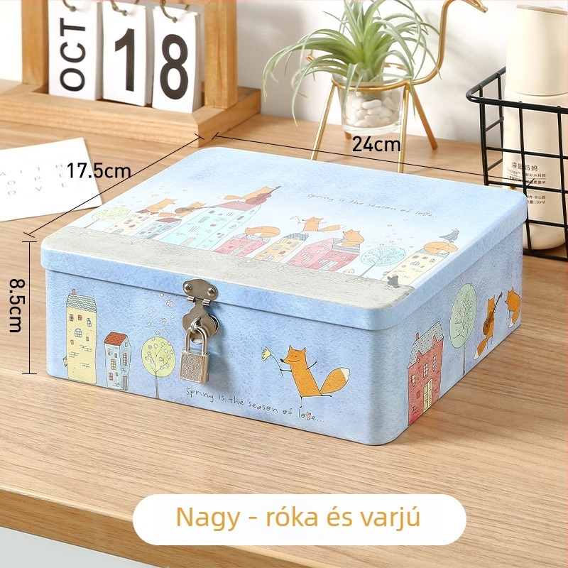 Zárható tinplate asztali tároló doboz, 24 db, 380 g