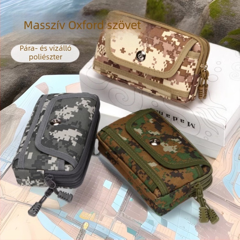Férfi övtáska mobiltelefonhoz - Oxford anyag, mágneszár, tanúsítvány zseb, függőleges négyszög alak, utcai divat