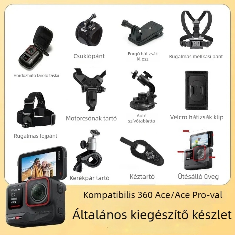 Insta360 Ace Pro 2 kamera kiegészítő – fejpánt, mellkasöv, hátizsák csat, motorkerékpár tartó