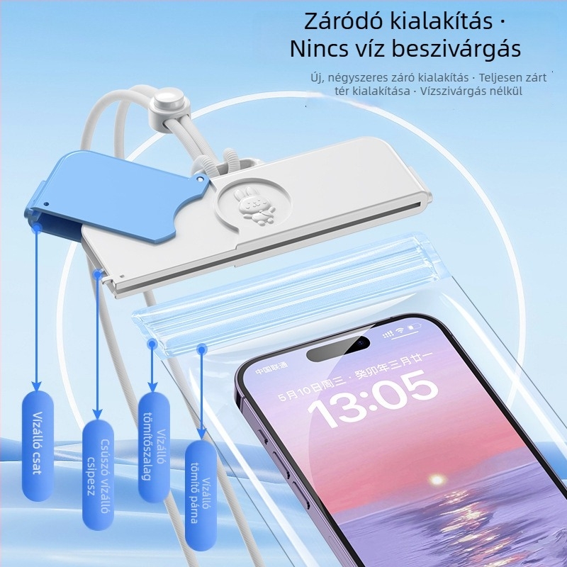 Vízálló telefon tok érintőképernyőhöz — ABS+TPU, kapacitás 7.2, poliészter anyag, rajzfilm-stílus, logó nyomtatása