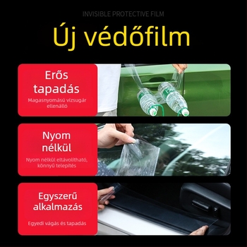 Autóajtó küszöb védőfilm Rhino bőr textúrával, átlátszó TPU védőfólia, öntapadós telepítés, láthatatlan, karcolás- és ütközésálló