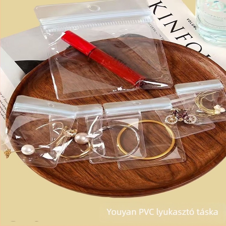 PVC ékszer tároló tasak lyukakkal, önzáró, rendkívül átlátszó és vízálló