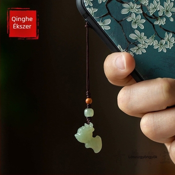 Hetian jade kígyó zodiákus kulcstartó, prémium modell, telefonpánttal