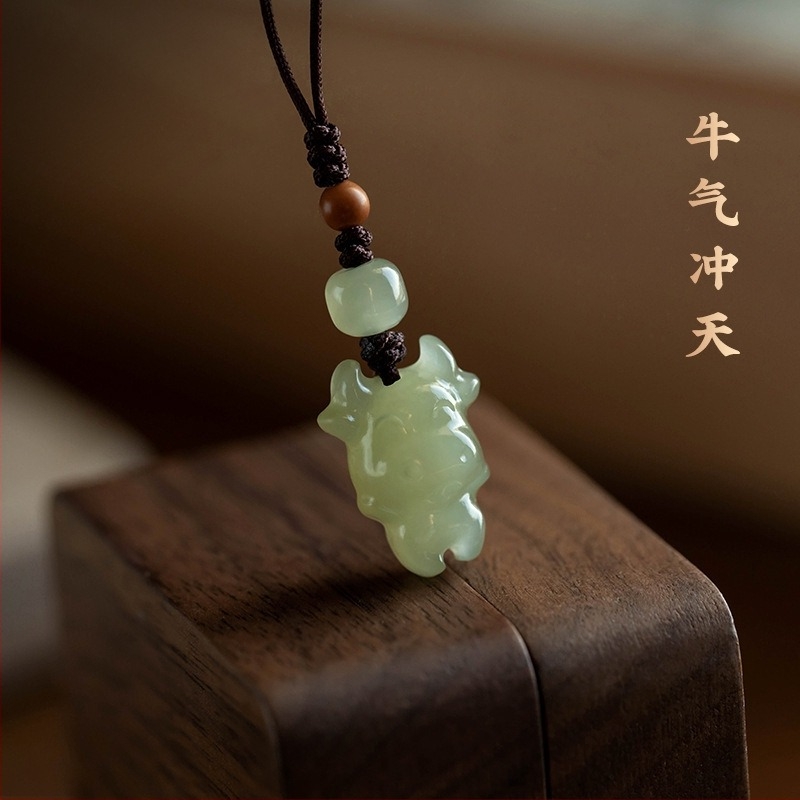 Hetian jade kígyó zodiákus kulcstartó, prémium modell, telefonpánttal
