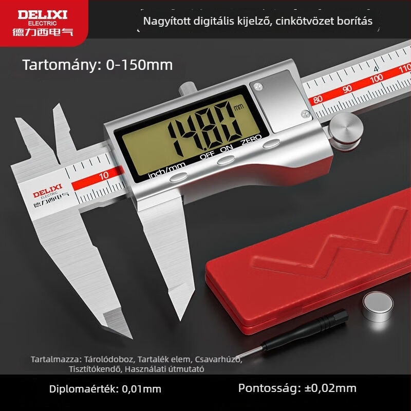 Delixi Electric digitális tolómérő – ipari kategória – digitális kijelző