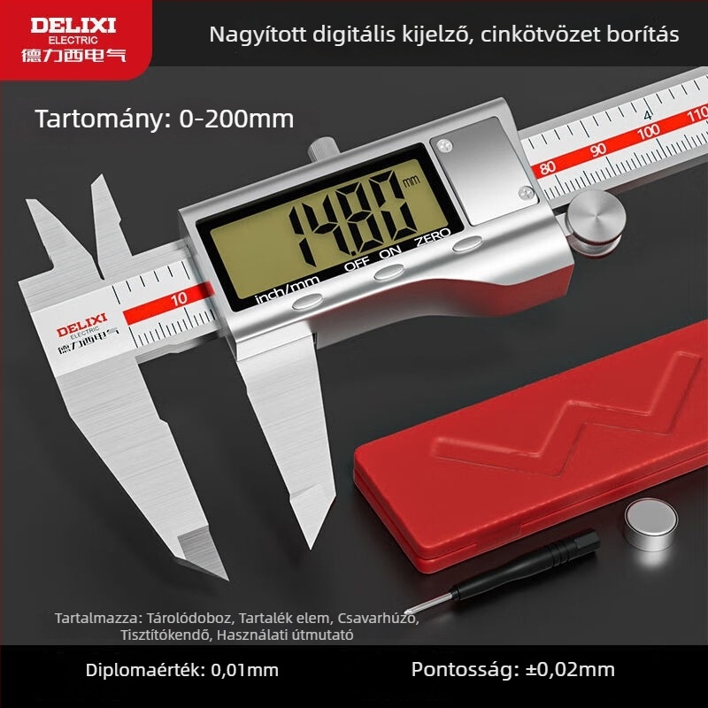 Delixi Electric digitális tolómérő – ipari kategória – digitális kijelző