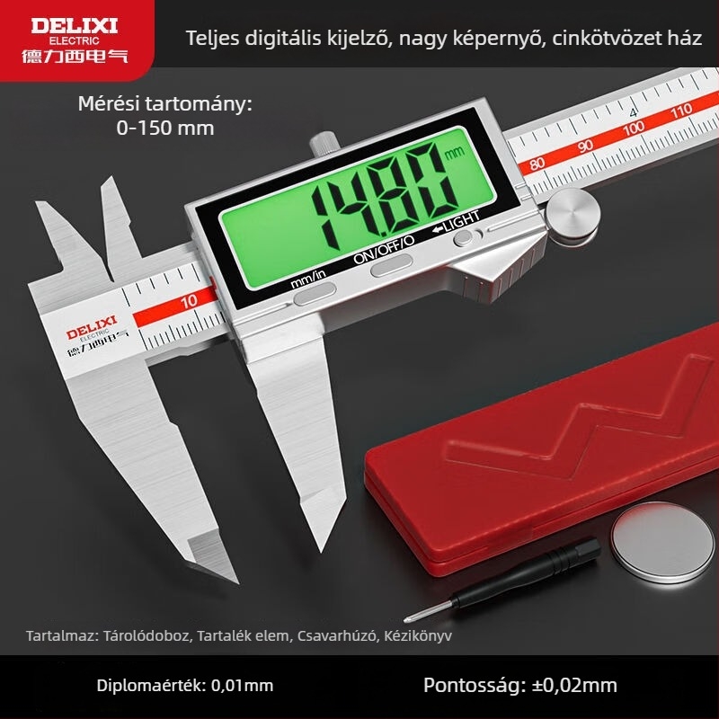 Delixi Electric digitális tolómérő – ipari kategória – digitális kijelző
