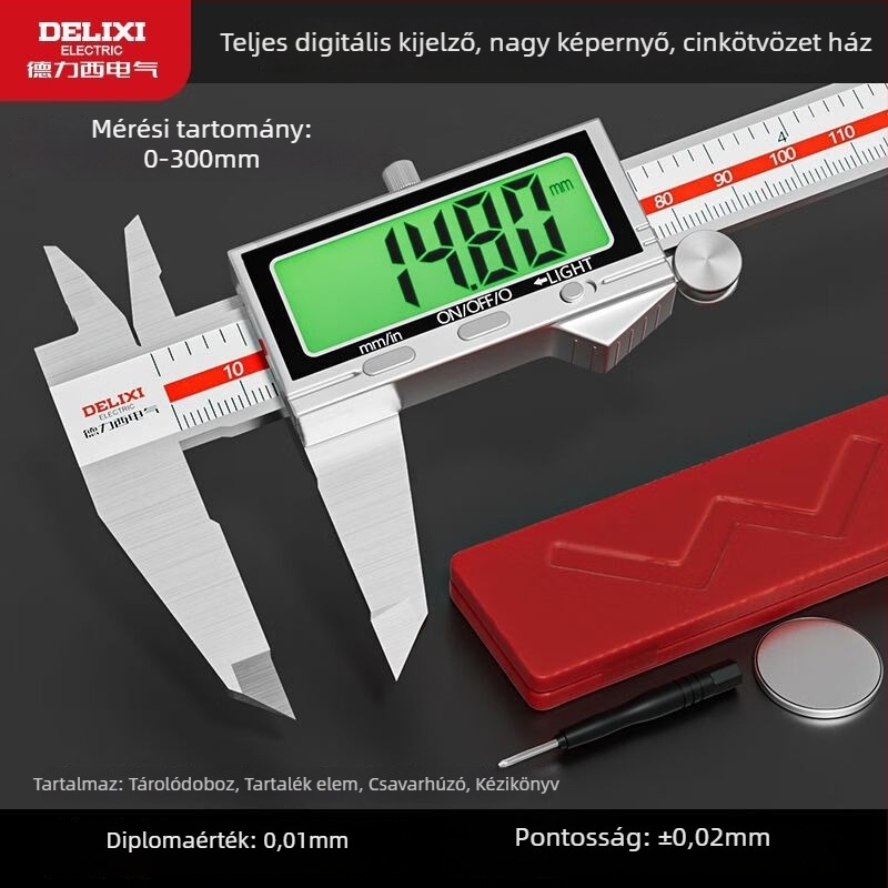 Delixi Electric digitális tolómérő – ipari kategória – digitális kijelző